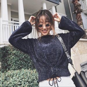 Velvet Navy Corset Sweater Delphine the Label